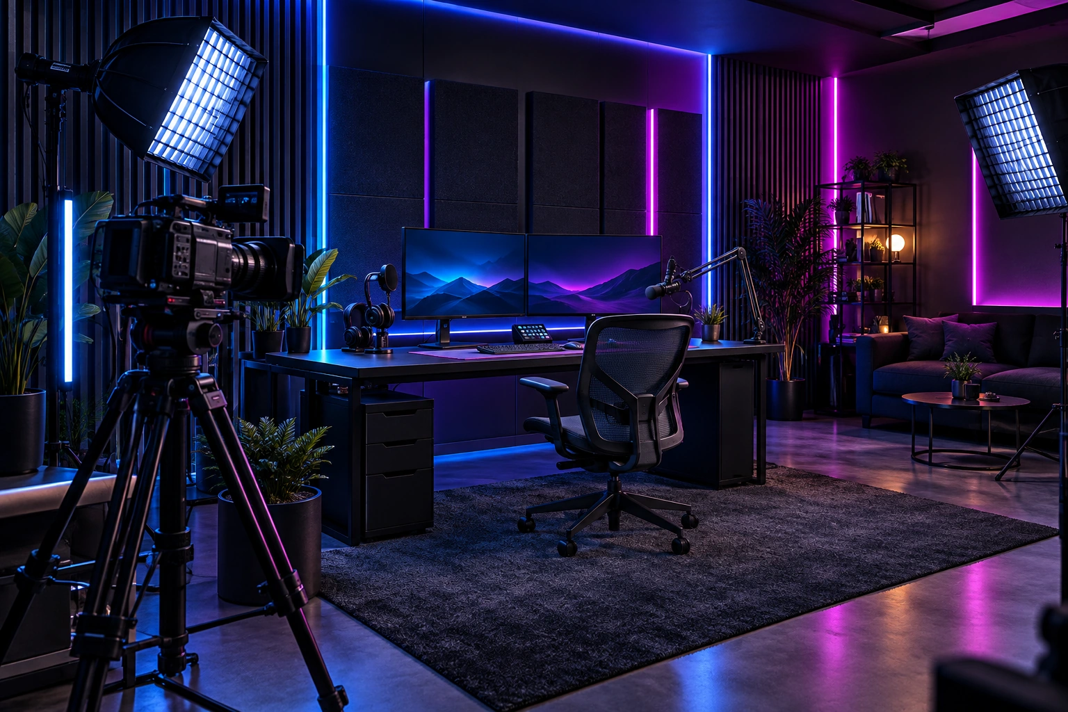 Planlanan QURE Studios için profesyonel yayın odası konsepti